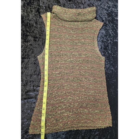 Cecile Benac Womens Turtleneck Knitted Top Brown & Green- Size Small - Picture 8 of 10